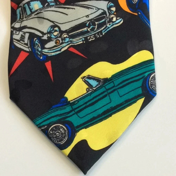 Multi-Colored Car Themed Handmade Silk Tie - Picture 1 of 6